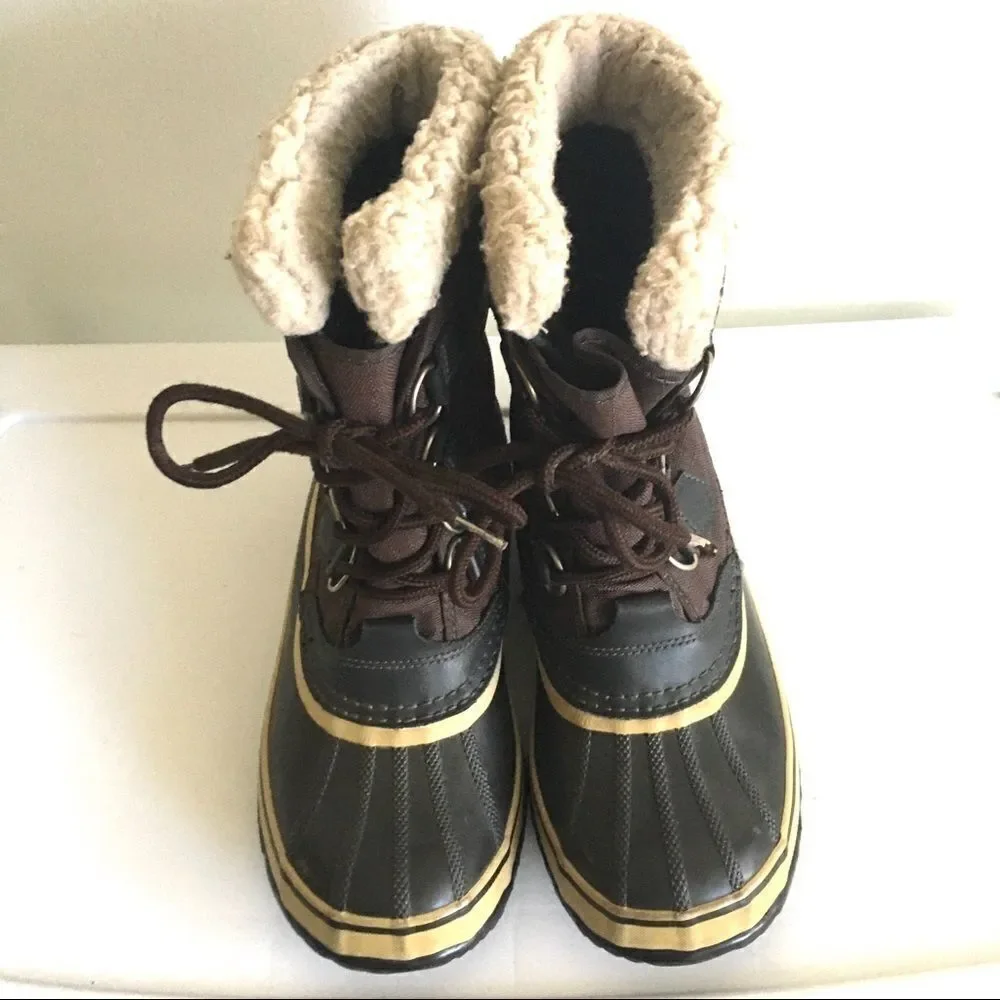 SOREL Women’s Winter Carnival Waterproof Lace Up Winter Snow Boot Taupe Brown 7